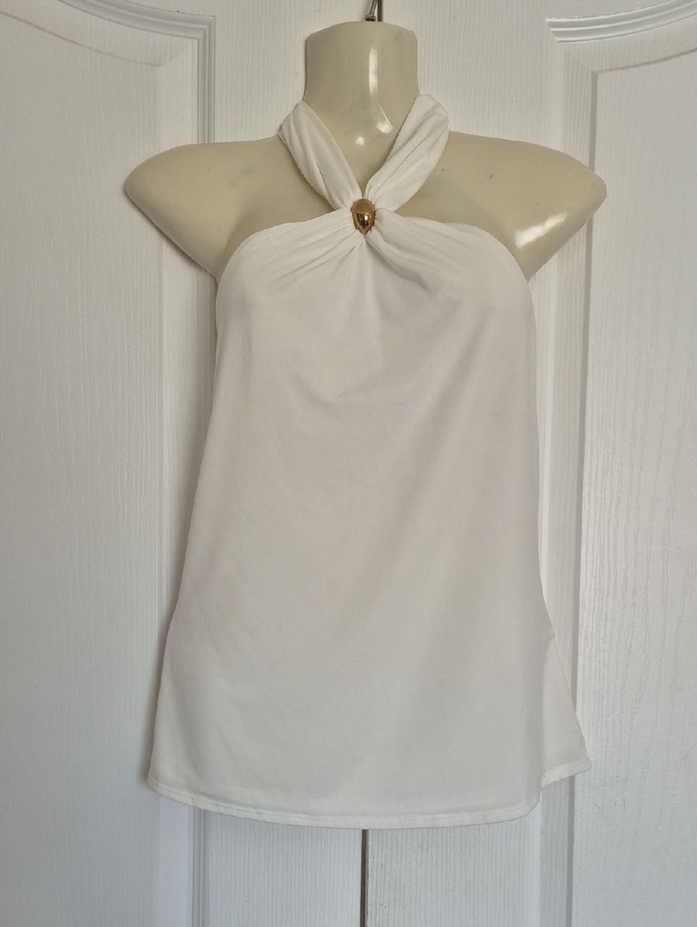 Marciano White Halter Camisole with Gold Detail
